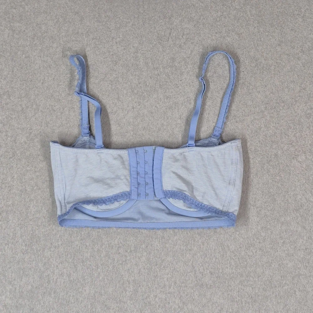 Victoria's Secret Women Bra 36D Blue T Shirt Underwired Lace Strap